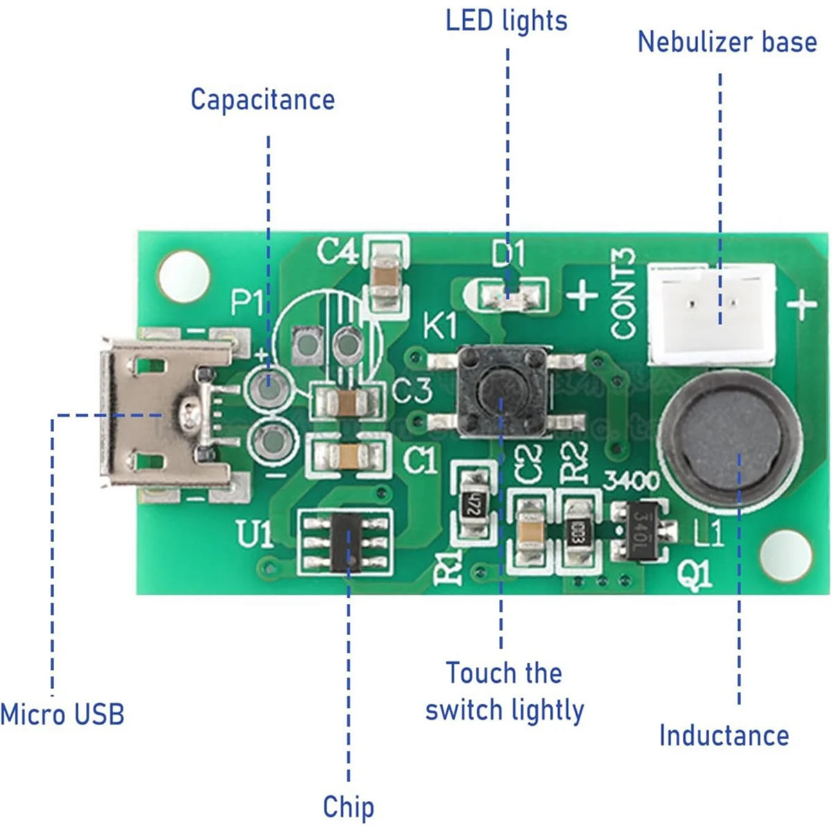 Atomization Disc DC 5V USB Humidifieration Atomization Disc Mirco Interface Mist Maker with Timing Switch for DIY Home