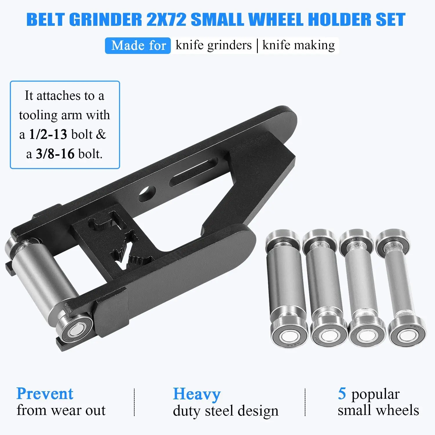 TM Belt Grinder 2x72 Small Wheels and Holder Set For Knife Grinders Knife Making Including 5 Popular Diameters 12/15/20/25/30 MM