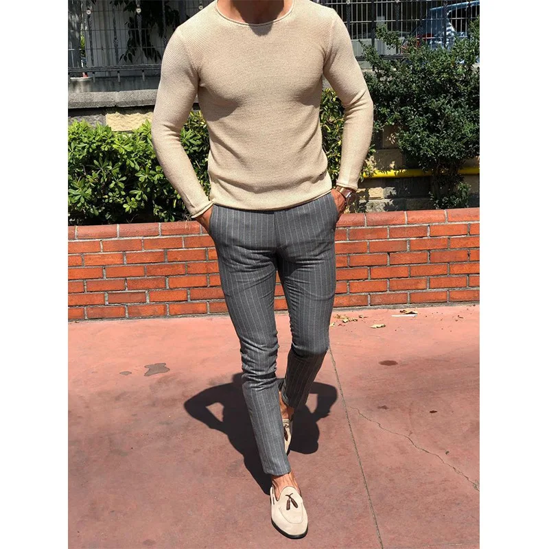 Mens Casual O-Neck Solid Sweater Spring Fashion Knitted Pullover Tops For Men 2023 New Long Sleeve Shirt Streetwear