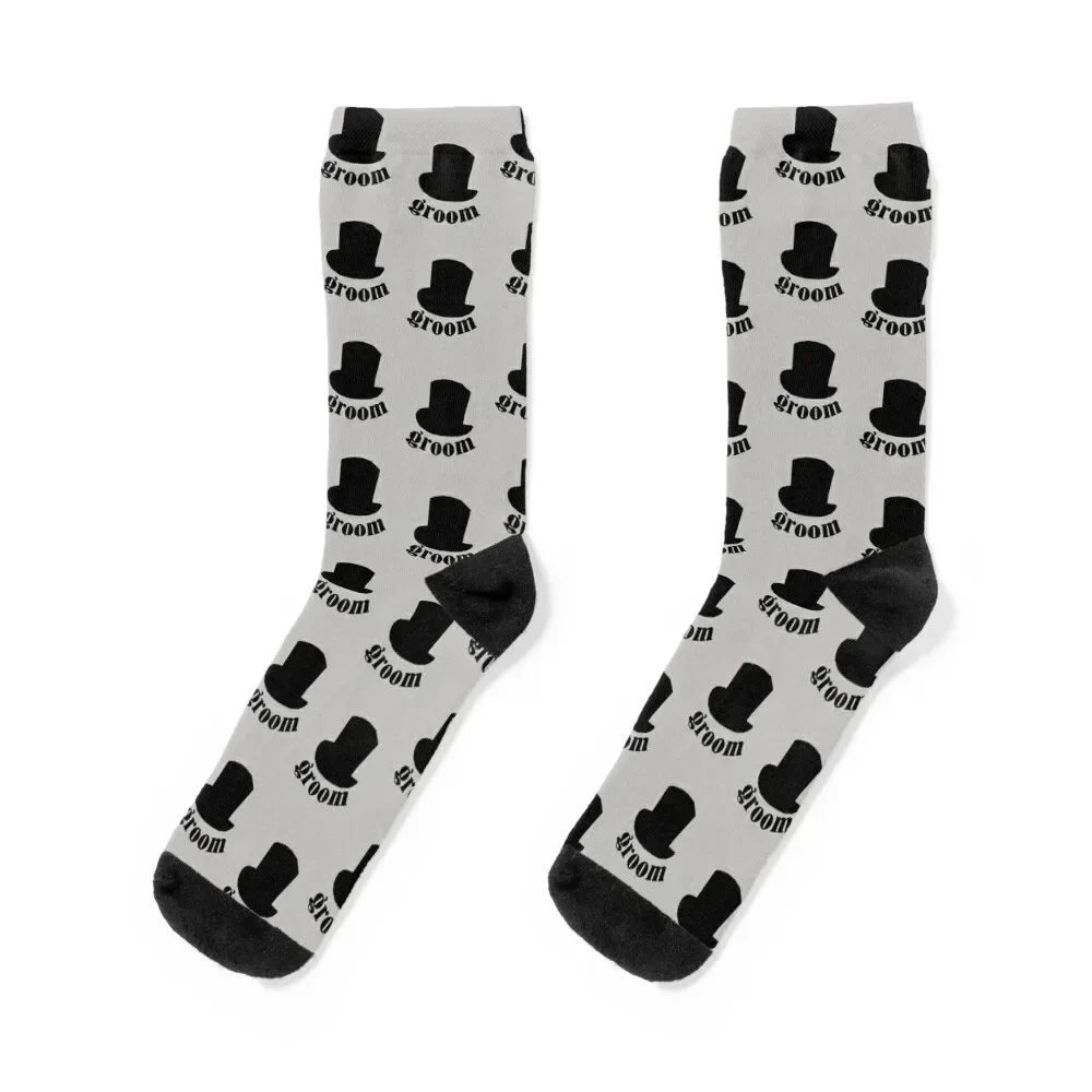 Groom with Top Hat Dove Grey Socks Thermal man winter hiking Socks Men Women's