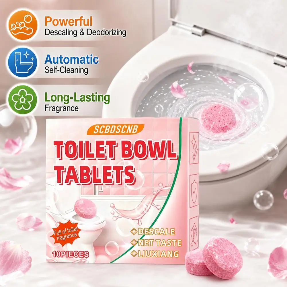 Automatic Pink Toilet Bowl Cleaner Tablets Effervescent Descaling Deodorizing Tablet Bathroom Fresh Fragrance Maintenance