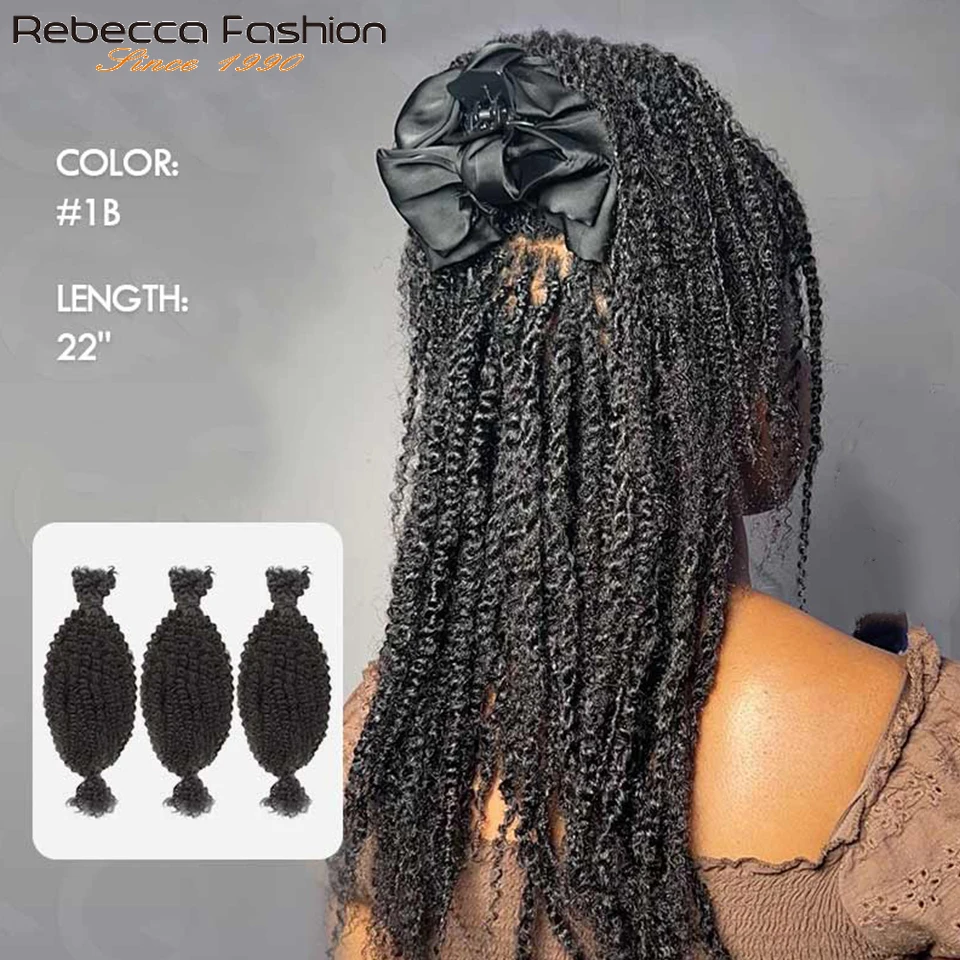 Rebecca Afro rizado Twist Crochet trenzado cabello 100% extensiones de cabello humano QVR cabello humano rizado a granel 50 g/paquete Afro rizado a granel