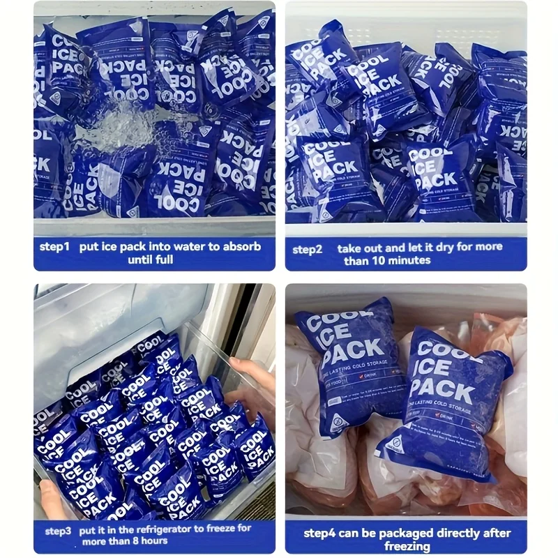 100Pcs Individually Sealed Blue Bag Instant Cold Pack Anti‑Leak Quick Freeze Long Lasting Ice Pack for Cold Chain Shipping Takea