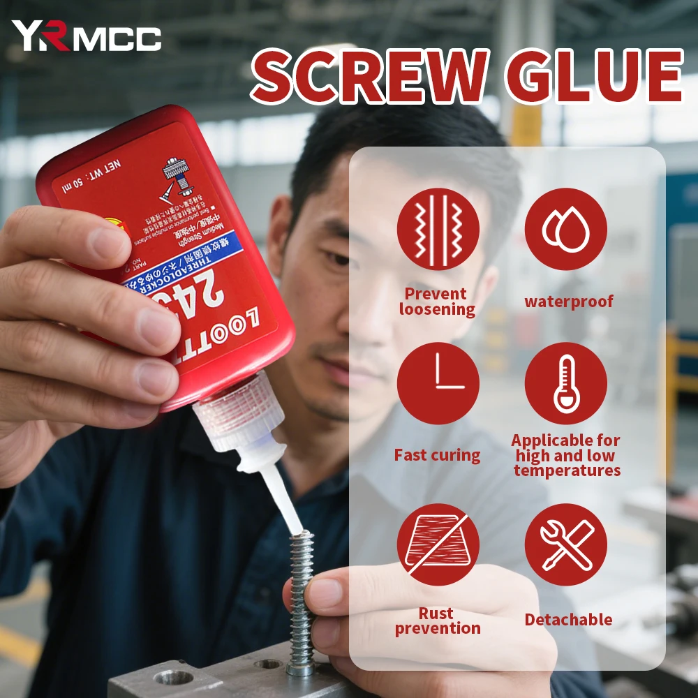 Thread Locking Super Glues 50ml Anaerobic Sealant Anti Loose Screw Agent Fastening Quickly Cured Threadlocker Adhesive for Screw