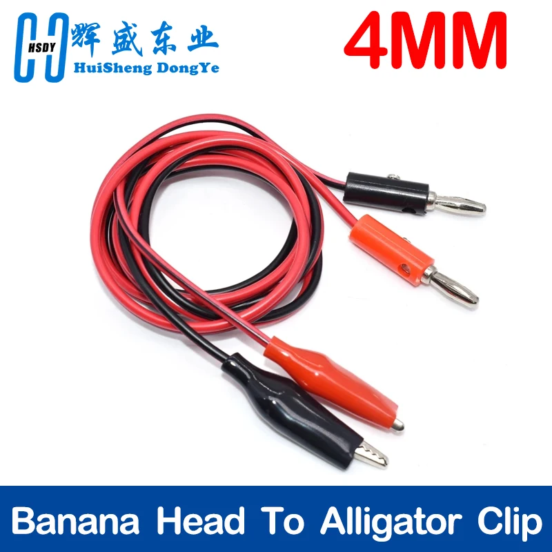 4MM Dual Alligator Clip to Banana Connector Oscilloscope Test Probe Cable 1M 3FT Red Black