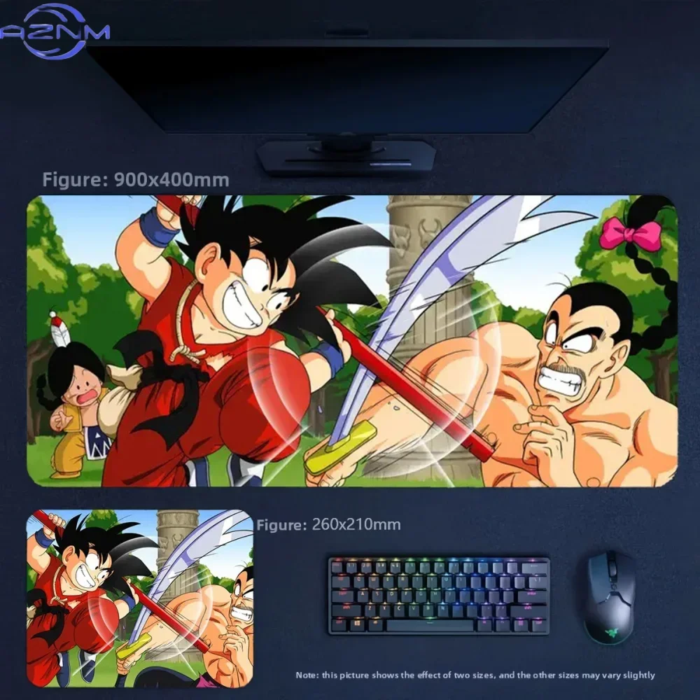 Anime Dragon Ball Kid Goku Fighting Tao Pai Pai Large Mousepad Rubber Non-Slip Gaming Desk Mat Keyboard Pad for Home Office Deco
