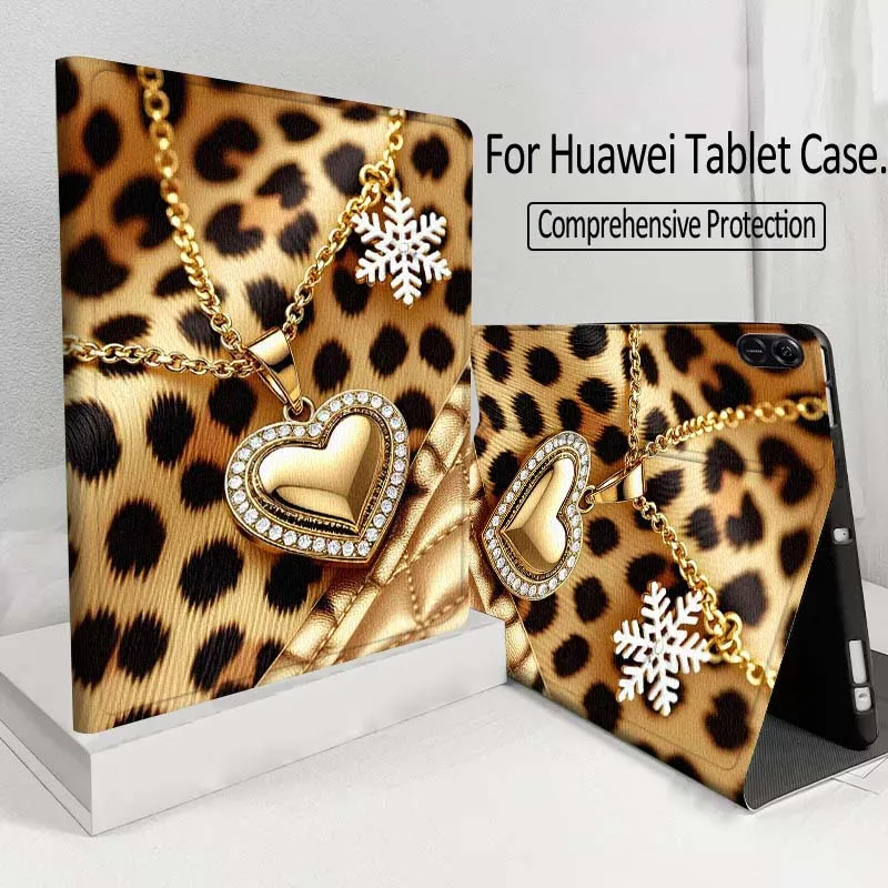 

Luxury Love Leopard Pattern Tablet Case For Huawei MatePad M5 T5 SE 11 Pro Honor Tab 5 V7 V8 X9 GT 10.1 10.8 Inch