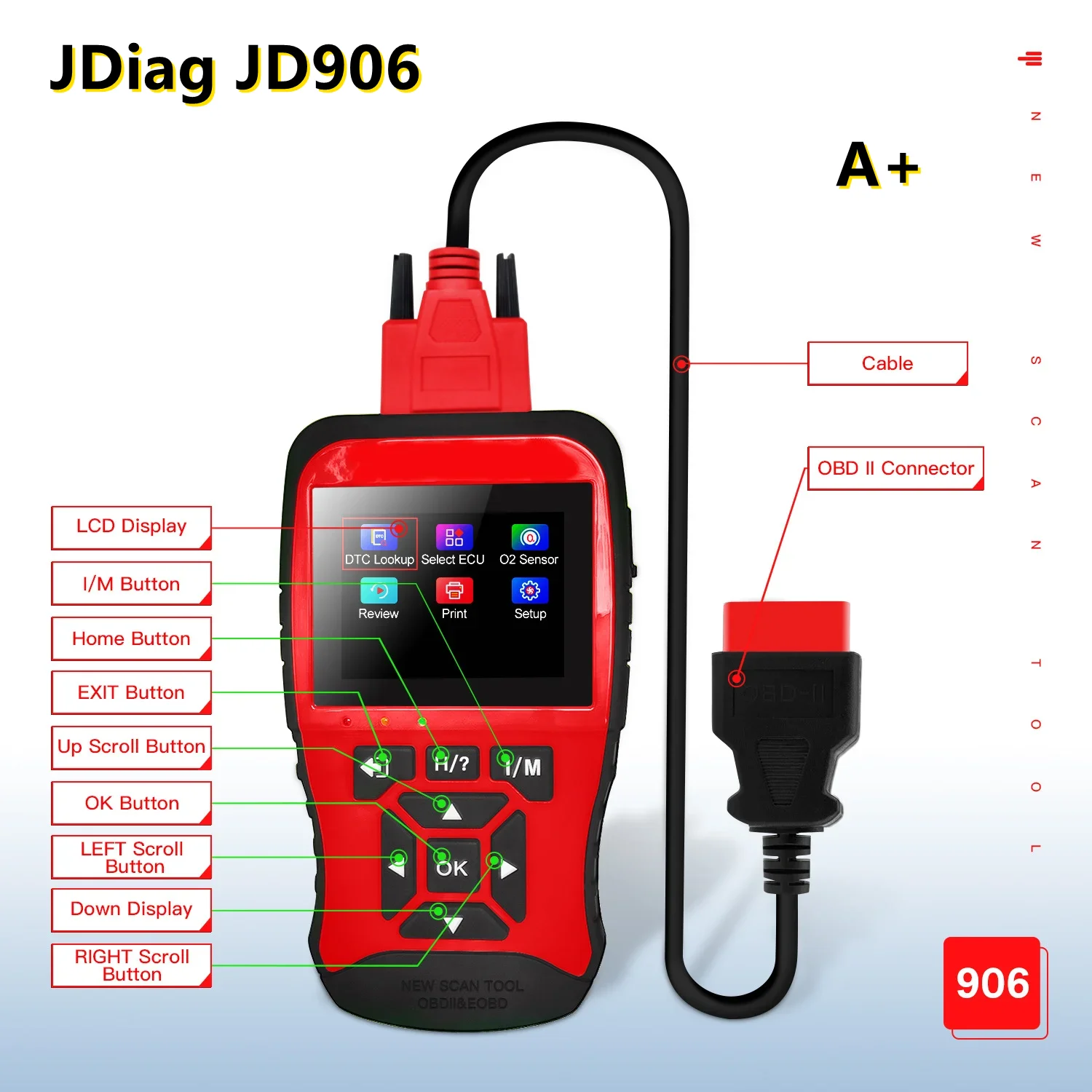 

Best JDiag JD906 Car Diagnostic Tool OBD2 Engine Fault Code Reader System Upgraded OBD2 Scanner auto accessories Code Reader