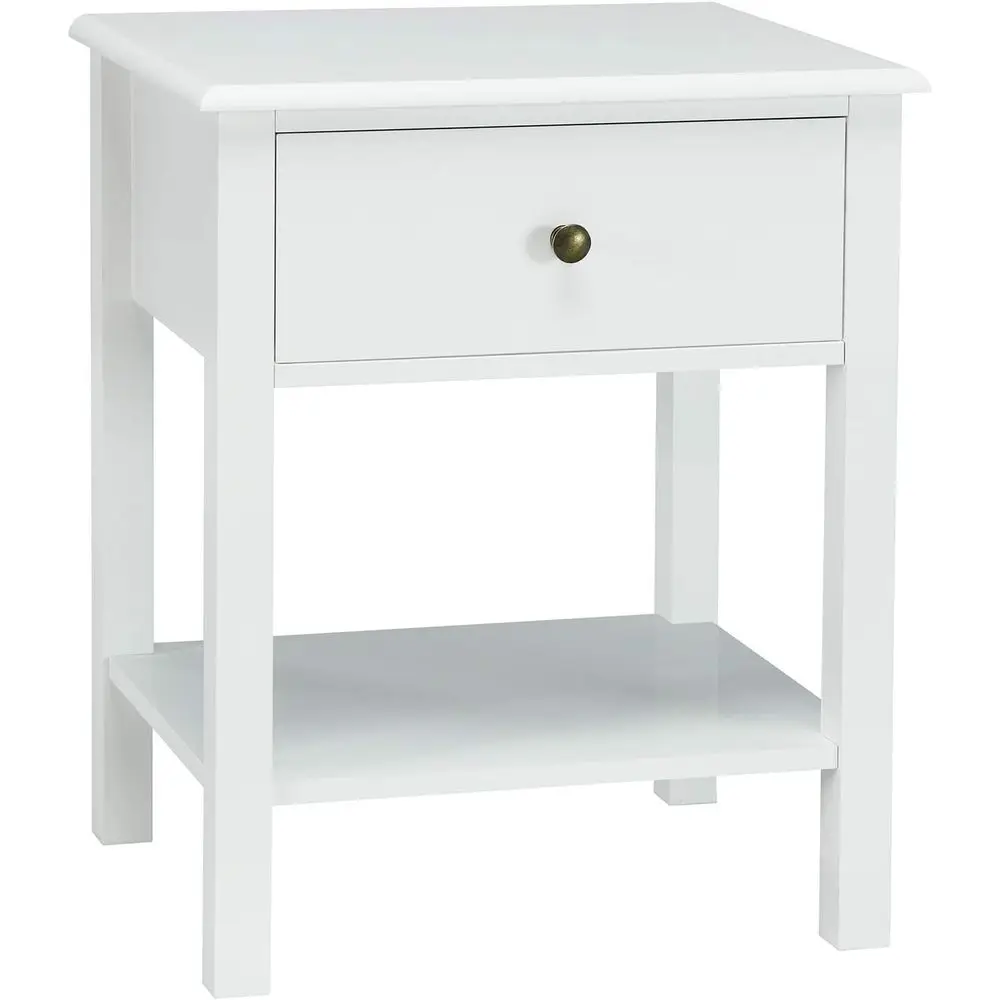 

End Table with Drawer, Nightstand w Drawer and Storage Shelf, Beside Sofa Table for Bedroom Living Room, Chest Sofa Side Bedside