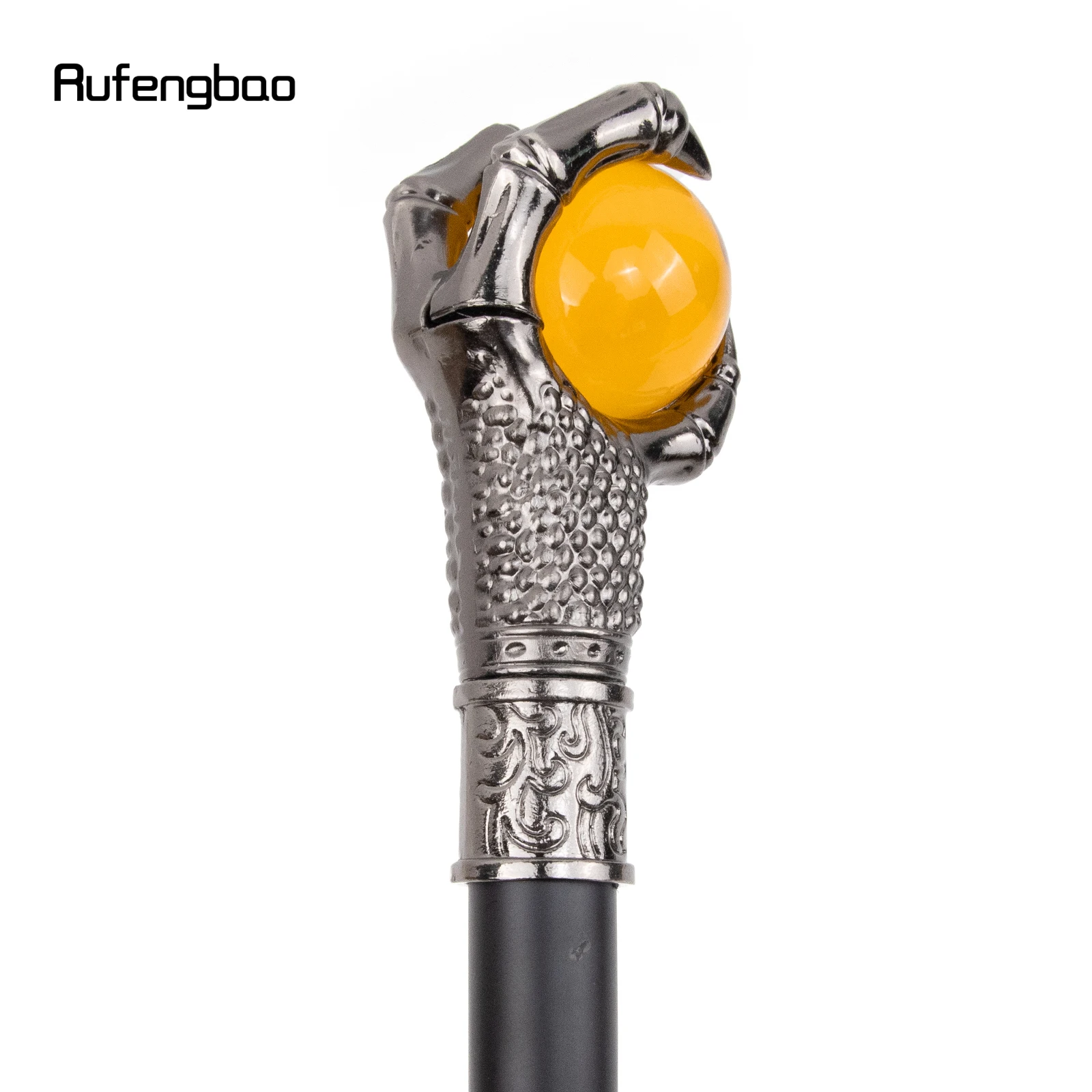 Dragon Claw grip Orange Glass Ball Silver Single Joint Walking Stick decorativo Party fashion Cane Halloween Crosier 93cm