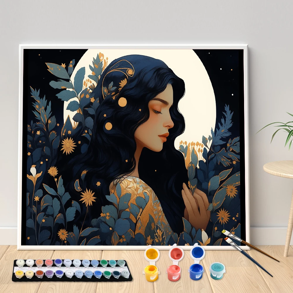 Digital Acrylic Painting Kit DIY Moon Goddess Art Canvas Hand Painted Home Decor Personalized Surprise Gift