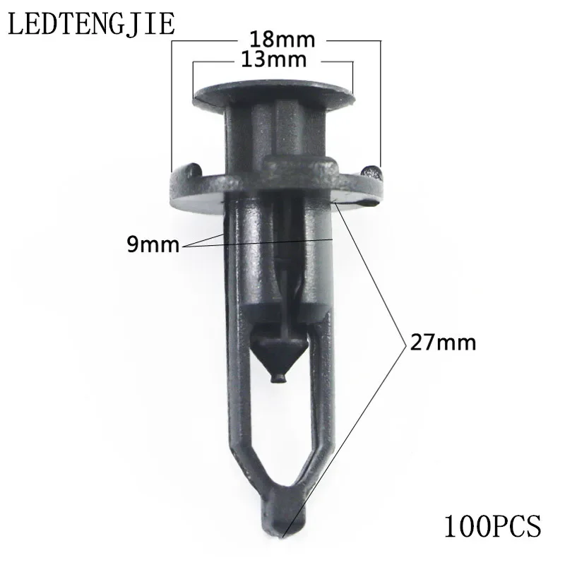 

LEDTENGJIE, 100 шт., черные пластиковые автомобильные крепежи Push-типа, фиксаторы для автомобильных бамперов, дверей, панелей, брызговиков, заклепок, фиксаторы