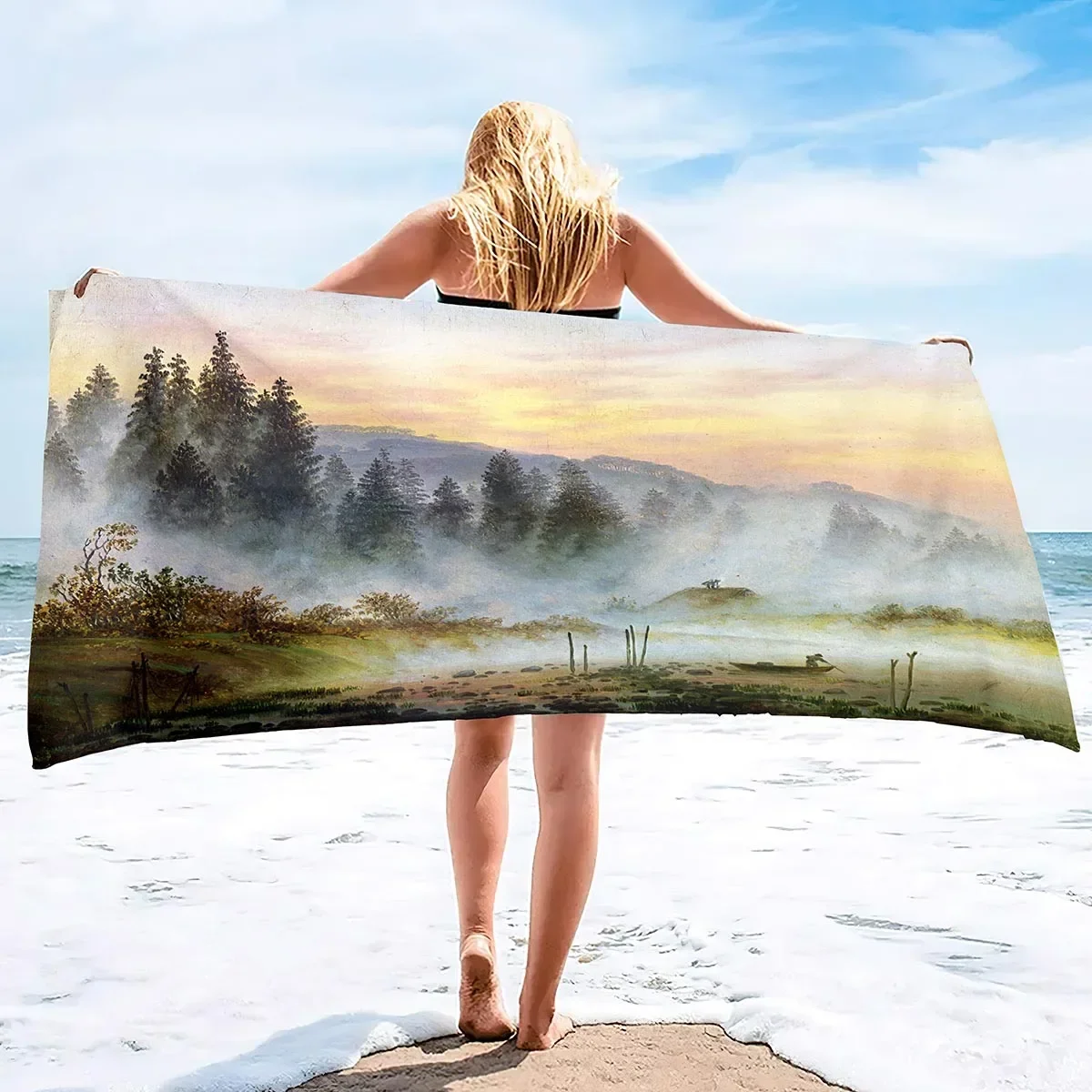 Oil Painting France Paris Eiffel Tower Beach Towel Highly Absorbent,Quick Dry,Oversized Large Beach Towels,Sand Free,Bath Towel
