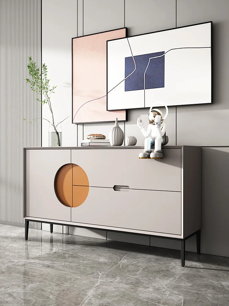 خزانة تزيين دخول بهو إيطالية بسيطة، وتخزين غرفة المعيشة الفاخرة الخفيفة وتخصيص خزانة جانبية لتناول الطعام #3