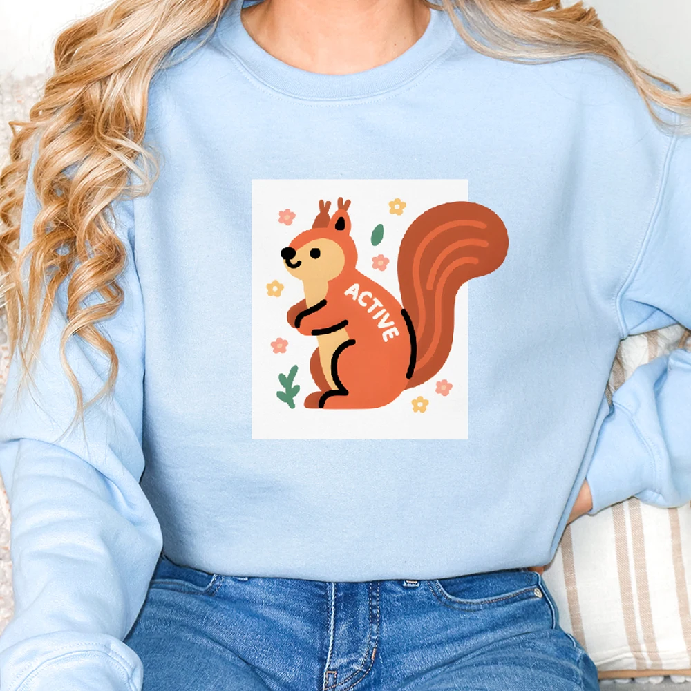 

Lovely Squirrel Active Casual Crewneck Sweatshirt Graphic Fashionable 100% Cotton Hoodie Comfortable Soft Breathable Loose Fit