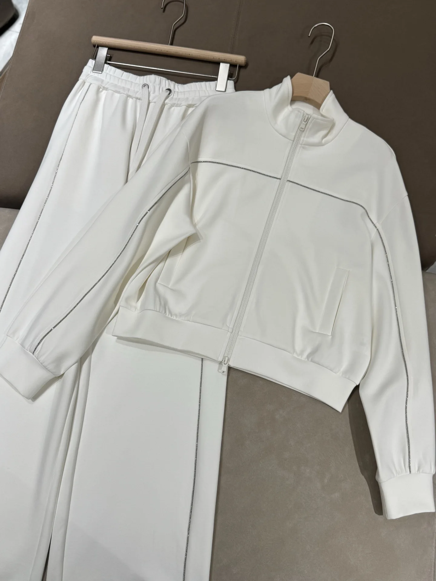 

Casual Cotton Hoodie Stand Collar Jacket Straight Leg Pants Fashionable Versatile Autumn Winter Outfit Women's Zipper Loose Fit