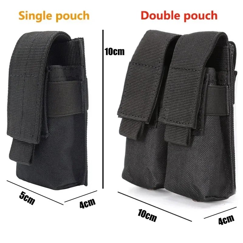 9mm Pistol Magazine Pouch Tactical Double Molle Belt Dual Mag Bag supporto per torcia pacchetto di accessori per la caccia alla pistola