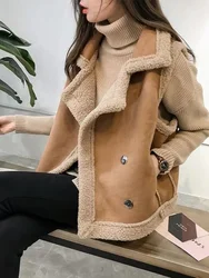 2024 gilet invernale in lana di agnello da donna in pelle di pecora cappotto in pelliccia di un pezzo addensato giacca Casual da donna tenere in caldo gilet giacche moda