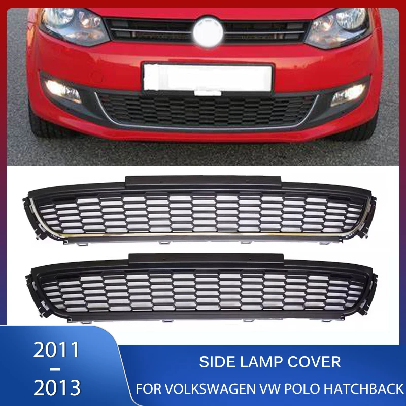 1PCS Car Front Bumper Grille Racing Grill Cover Decorative Bright Strip For VW Polo Hatchback 2011 2012 2013 6RD853677