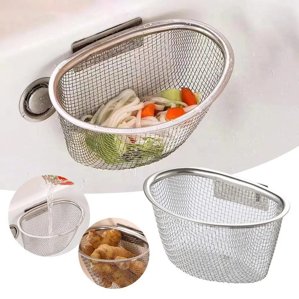 Dry And Wet Separation Kitchen Sink Drain Rack Stainless Steel Organizer Sink Drain Basket Drain Water Basket Hanging Basket