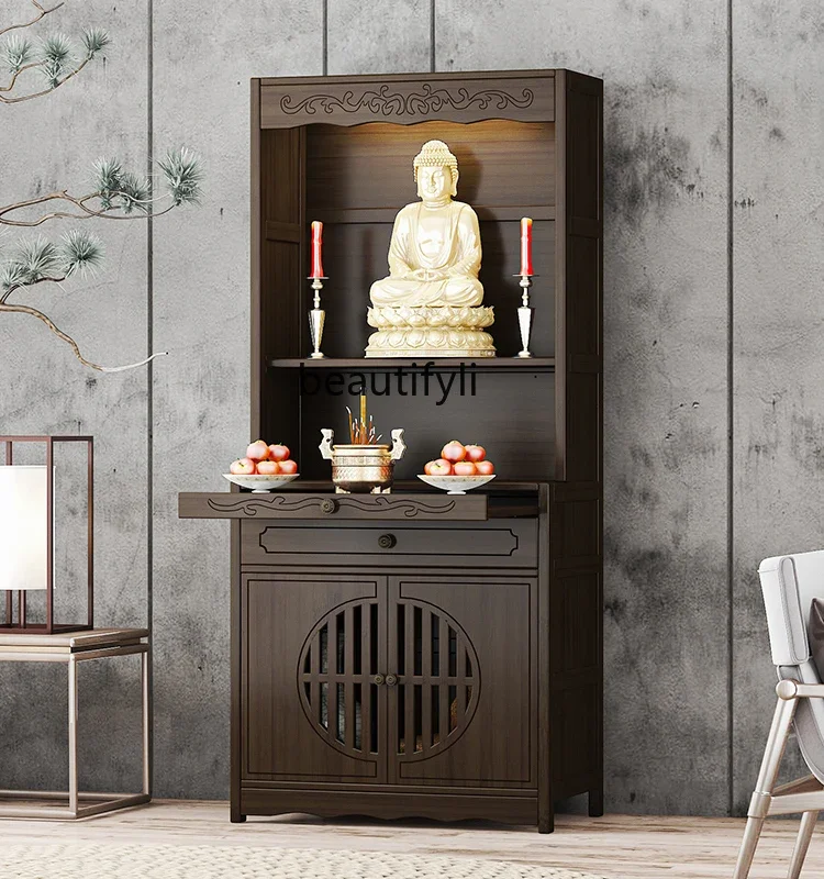 Buddha Shrine Altar Cabinet New Chinese Style Clothes Closet Shrine Statue Bodhisattva Worship Table Altar