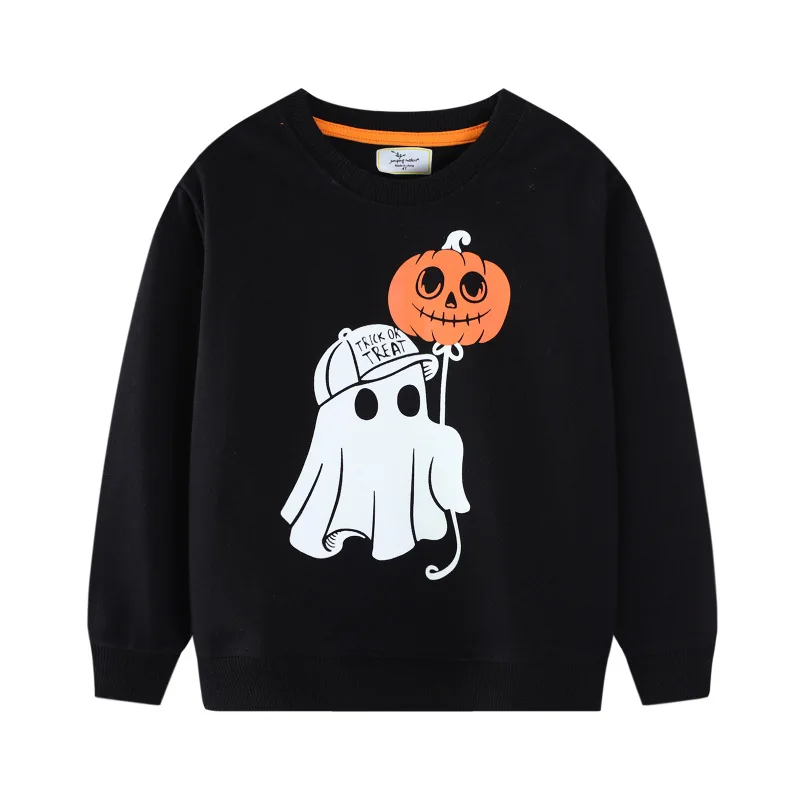 

2025Halloween Glow Pattern Autumn Sweatshirt New Autumn Children's Long Sleeve Sweatshirt Boys' Spring and Autumn Top