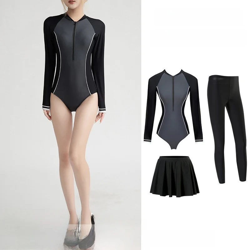 

Женский профессиональный гидрокостюм для серфинга с длинными рукавами, консервативный, солнцезащитный, летний купальник