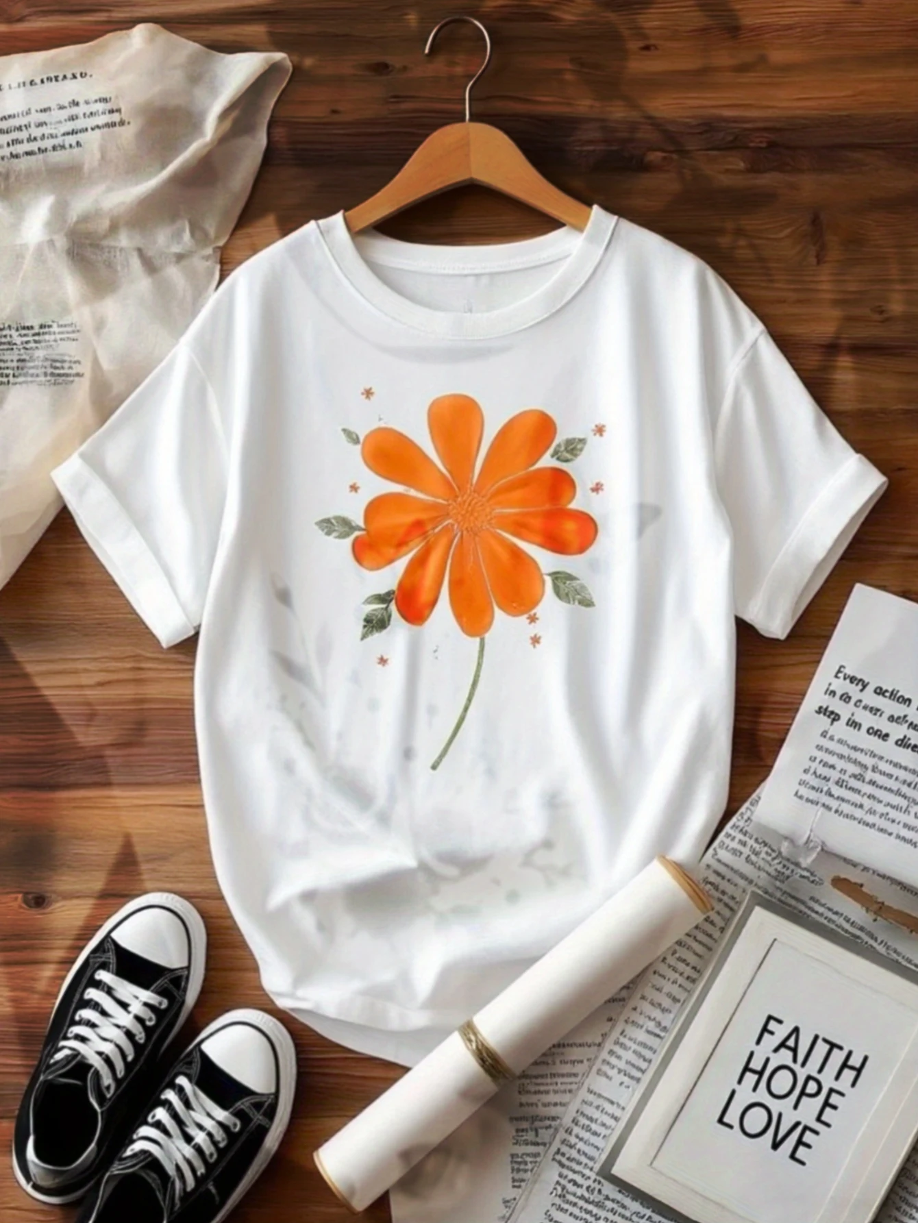 Citrus Days Orange Fruit Basket Graphic Tee Short Sleeve Crewneck T-Shirt for Women Cute Summer Vacation Aesthetic Top