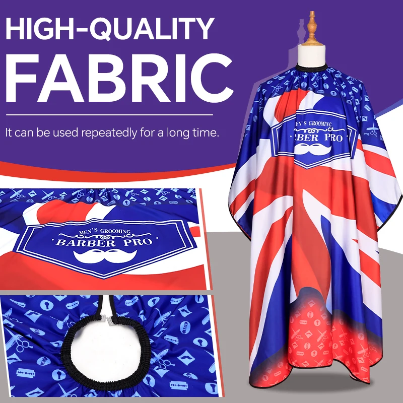 Salon Hairdresser Cloth Gown Barber National Flag Pattern Waterproof Hairdresser Apron Haircut Capes Universal Adjustable
