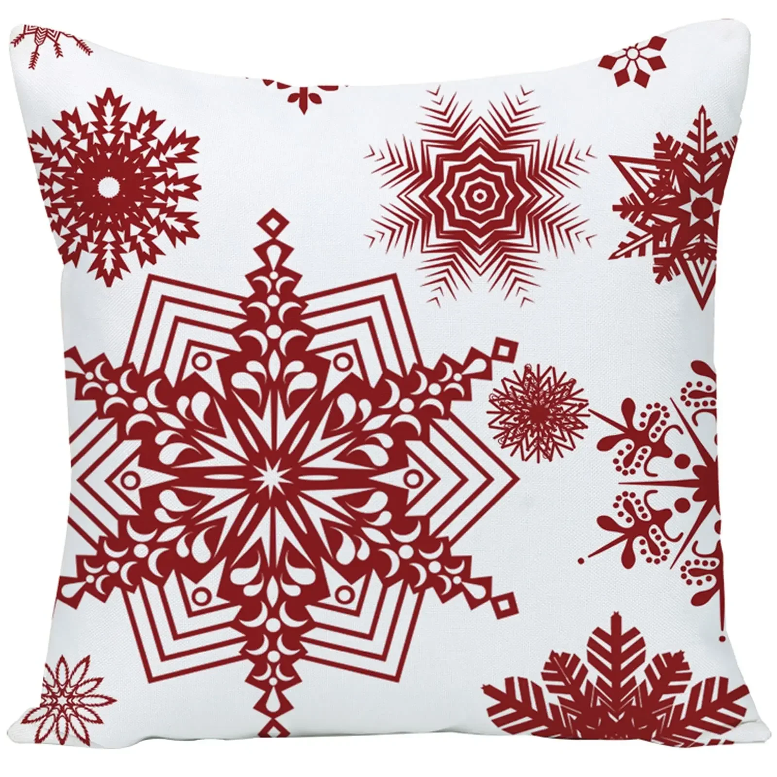 Christmas white pattern printing red linen pillowcase sofa cushion cover home improvement can be customized for you 40x40 50x50