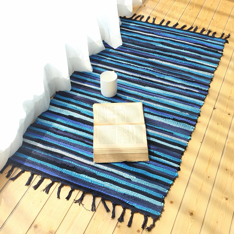 Colorful Knitted Striped Rug for Home,Rectangle Carpets,Rug for Living Room,Bedroom, Bathroom, Sofa, Chairs,Kitchen Area,Doormat