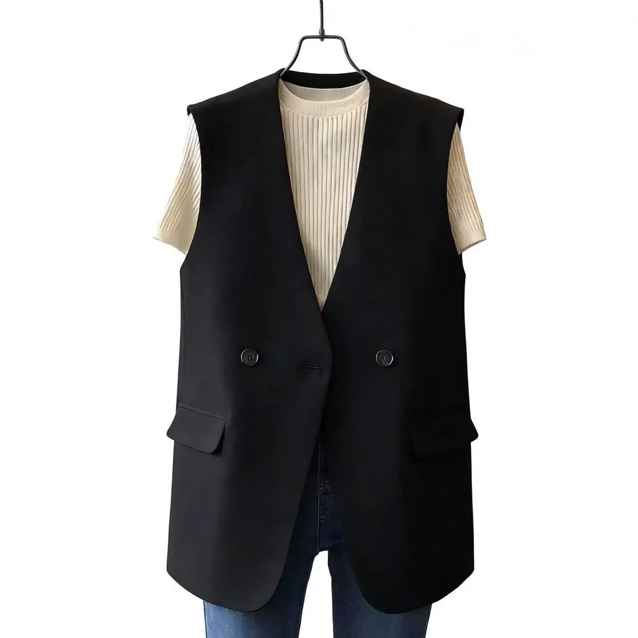 

Summer Large Size 300 Pounds 2026 Men's Suit Vest British Style Outerwear Sleeveless Suit Vest Casual Loose Fit Polyester Fiber