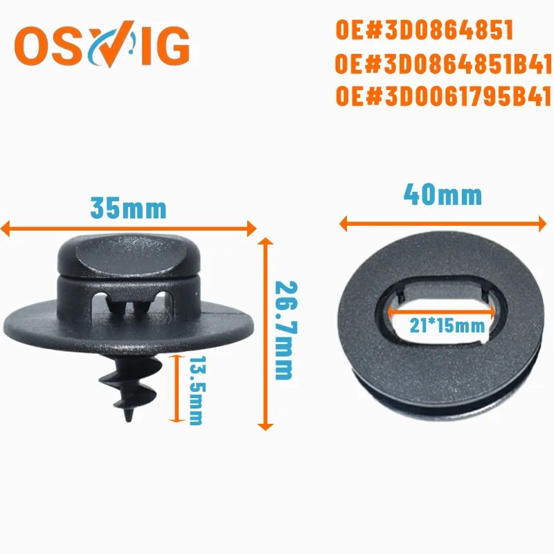 

4PCS OE#3D0864851 3D0864851B41 3D0061795B41 Plastic knob clips for fixing the carpet base of Skoda cars for the general public.
