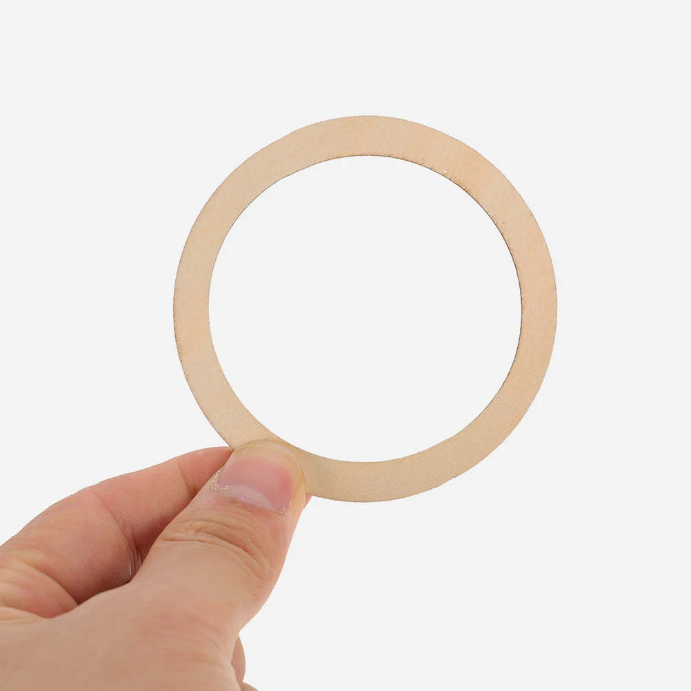

50Pcs Unfinished Wood Rings Smooth Round Circles DIY Craft Supplies Wooden Cutouts for Macrame Handmade Home Decor