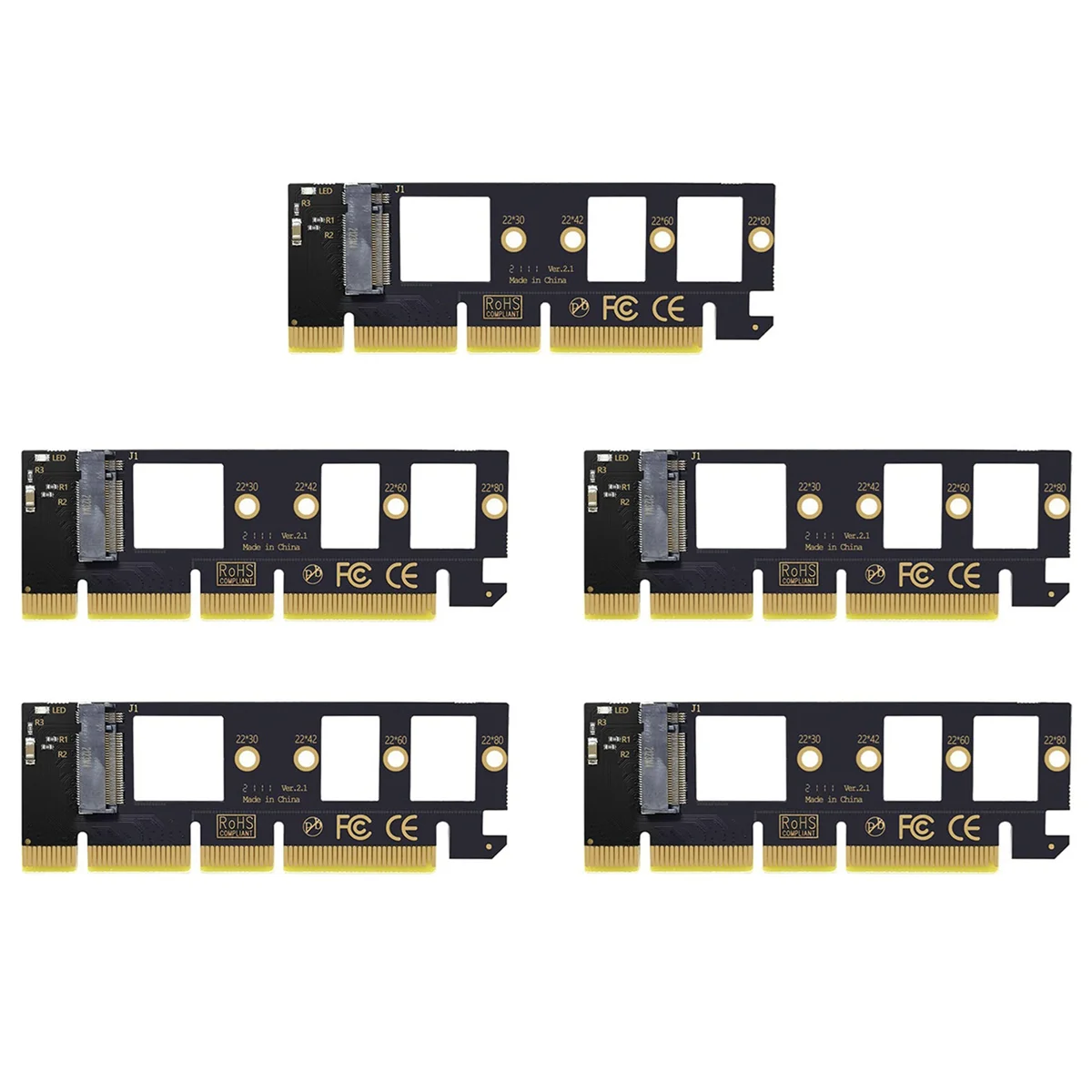 5X M.2 NVME SSD إلى Pcie 4.0 بطاقة محول 64Gbps M-Key Pcie4.0 X16 للكمبيوتر المكتبي PCI-E GEN4
