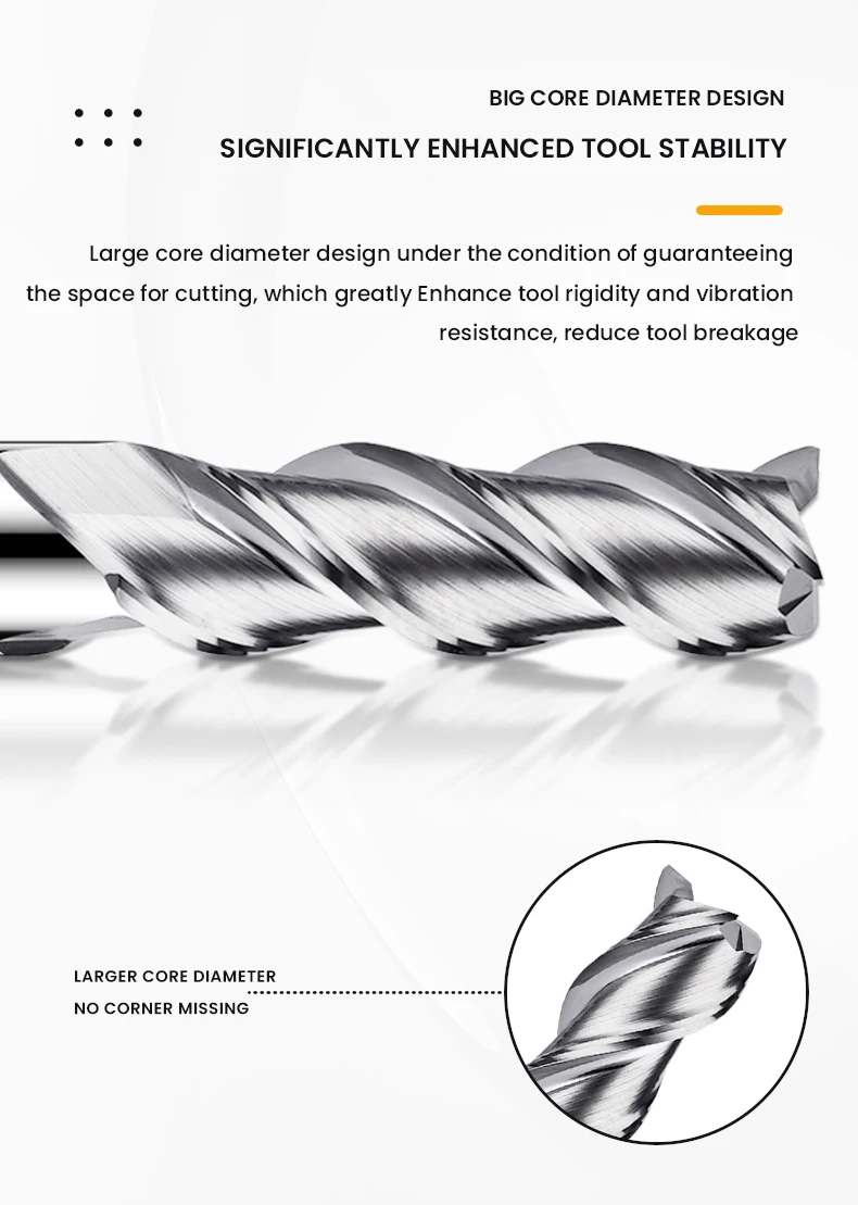 Azzkor TGY-HRC55 3-Flöten-Farbkreis Flach fräser Wolfram stahl karbid für Aluminium fräser CNC Machin Schaft fräser Werkzeuge – Detail 3