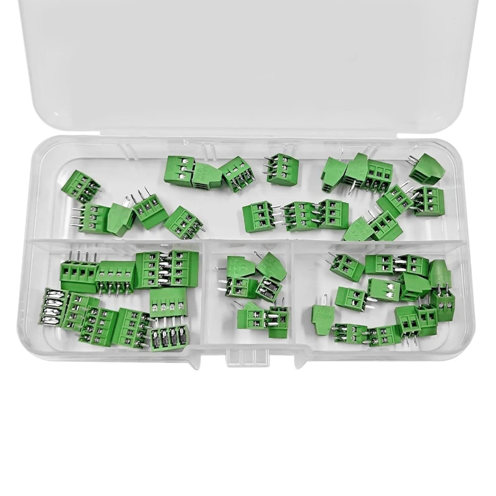 50PCS KF128 PCB Mount Screw Terminal Block Connector 254mm Pitch Wire Terminal 2 Pin 3 Pin 4 Pin for Electronics