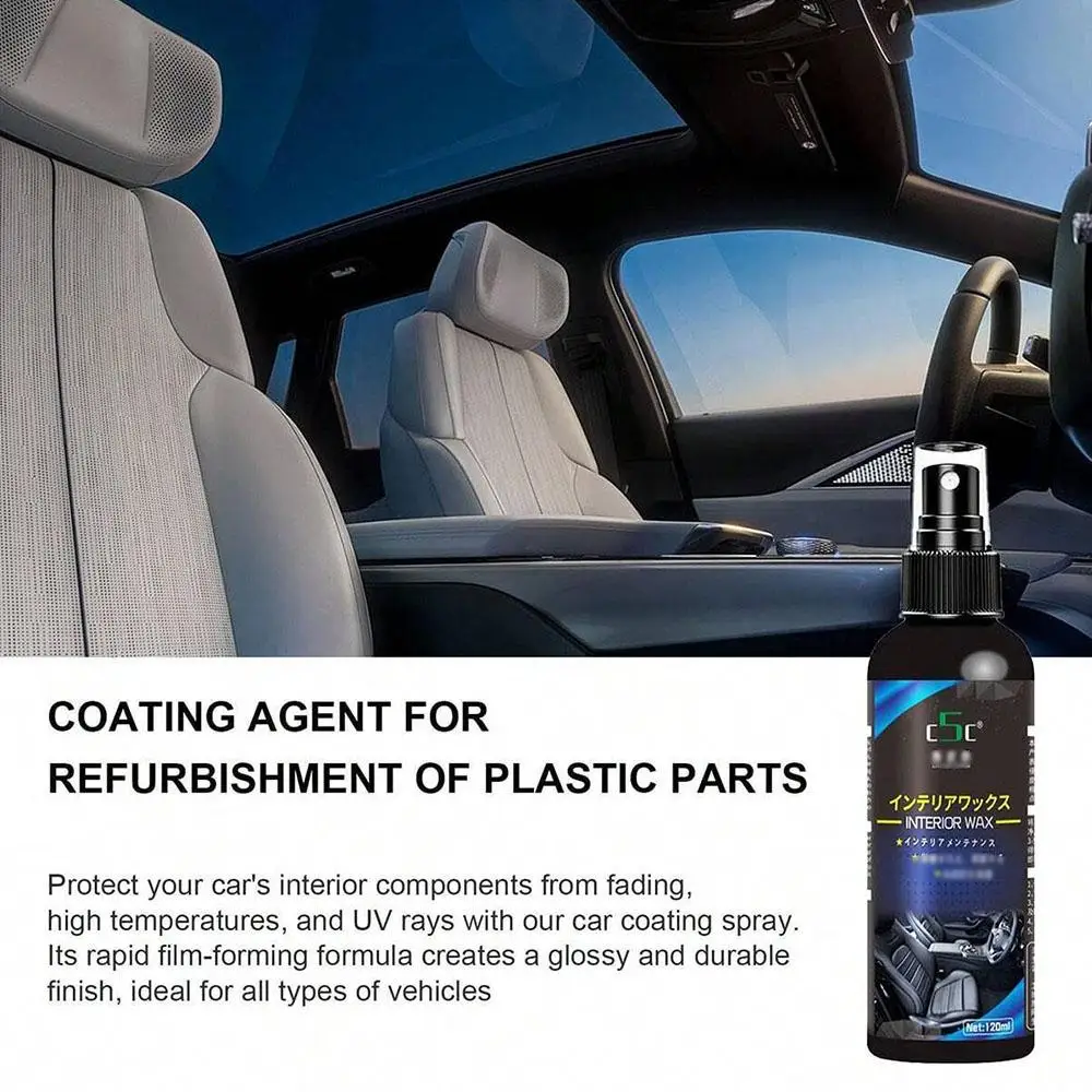 1pc Car Plastic Restorer Nano Coating Spray Polish Wax Cleaner Back To Black Gloss Car Interior Exterior Bumper Dashboard Leathe