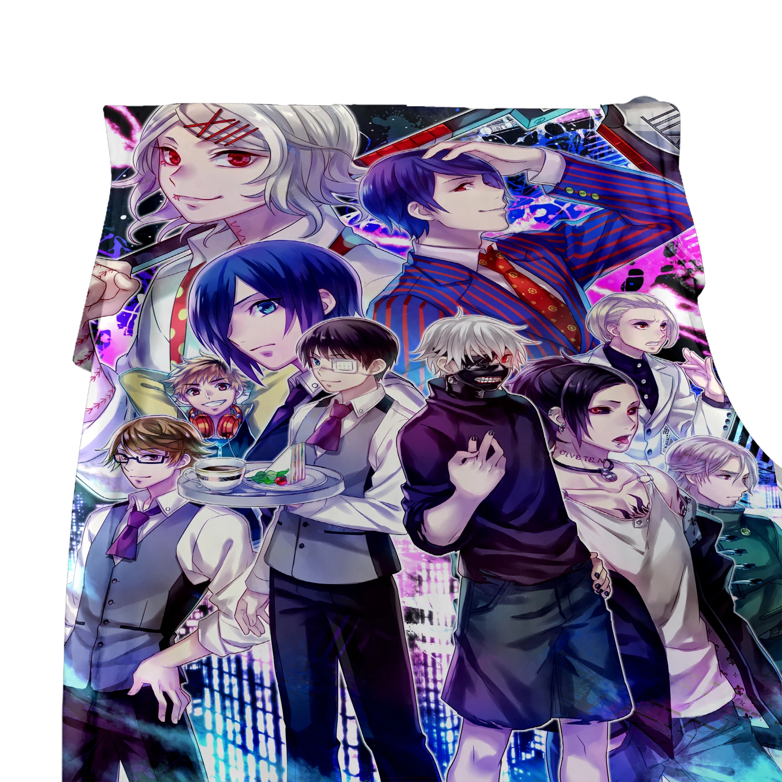 

Household Soft Japan Anime Tokyo Ghoul Kaneki Ken Printed Plush Flannel Fleece Throw Blanket for Couch Sofa Bedding Living Room