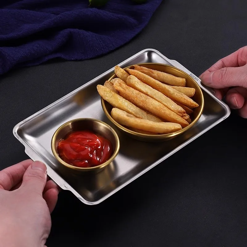 304 Stainless Steel Condiment Saucer Barbecue Restaurant Western Restaurant Salad Small Bowl Sauce Cup Fries Ketchup Saucer