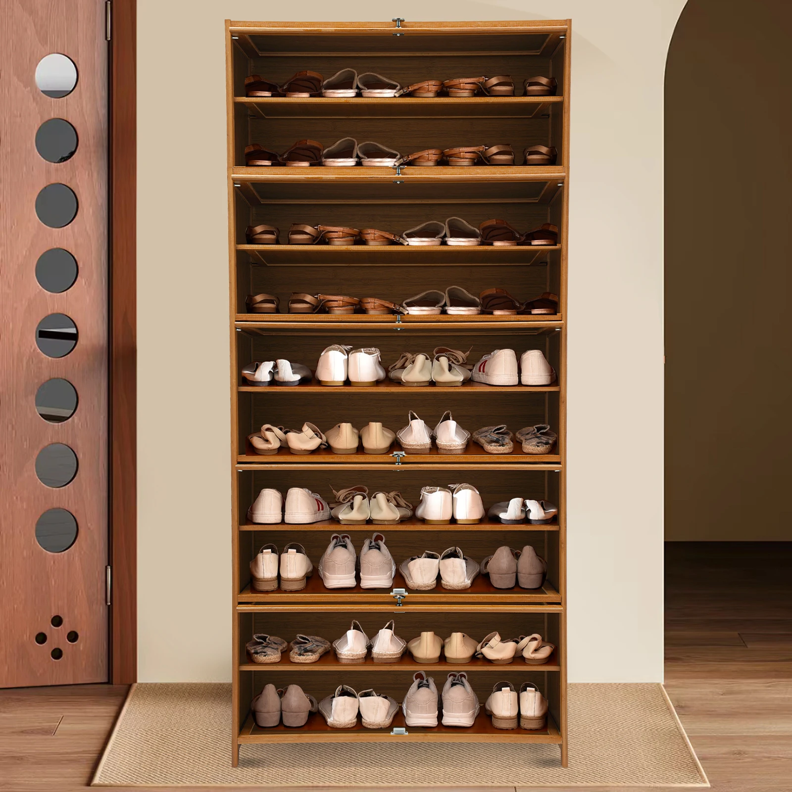 70/80cm Shoes Storage Organizer Free Standing Shoes Shelves Cabinet Shoe rack with Doors