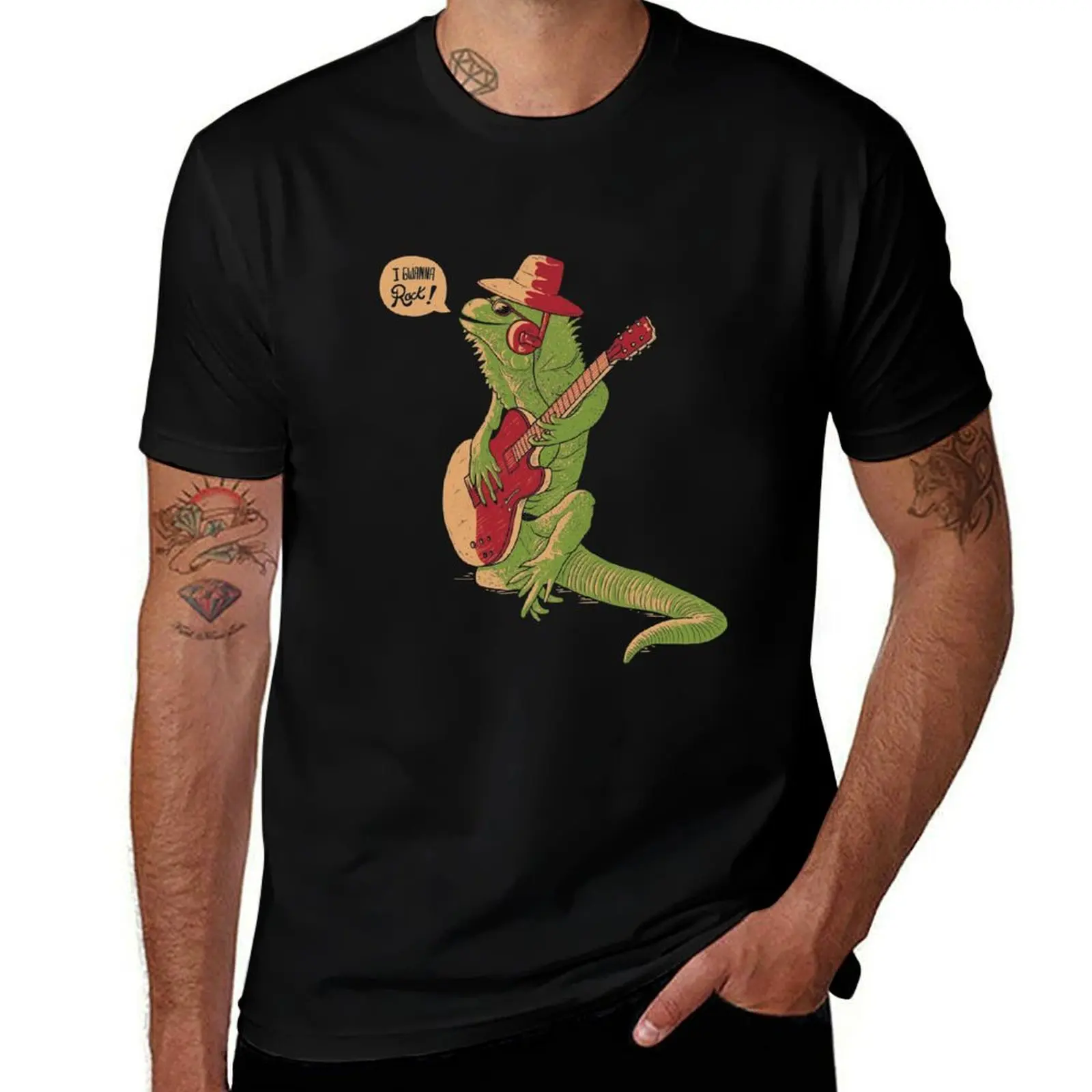 

I Gwanna Rock! - Funny Iguana Guitar Gift T-Shirt rapper graphic tees customs design your own mens funny t shirts