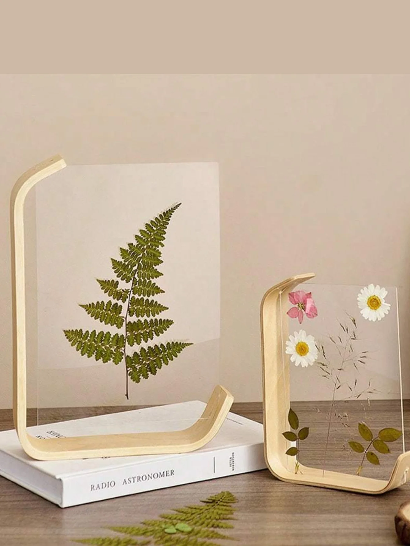 Eco-Friendly Wood & Acrylic Photo Frame - Customizable Double-Sided Display for Home Decor/Wedding Gifts with Plan Preservation