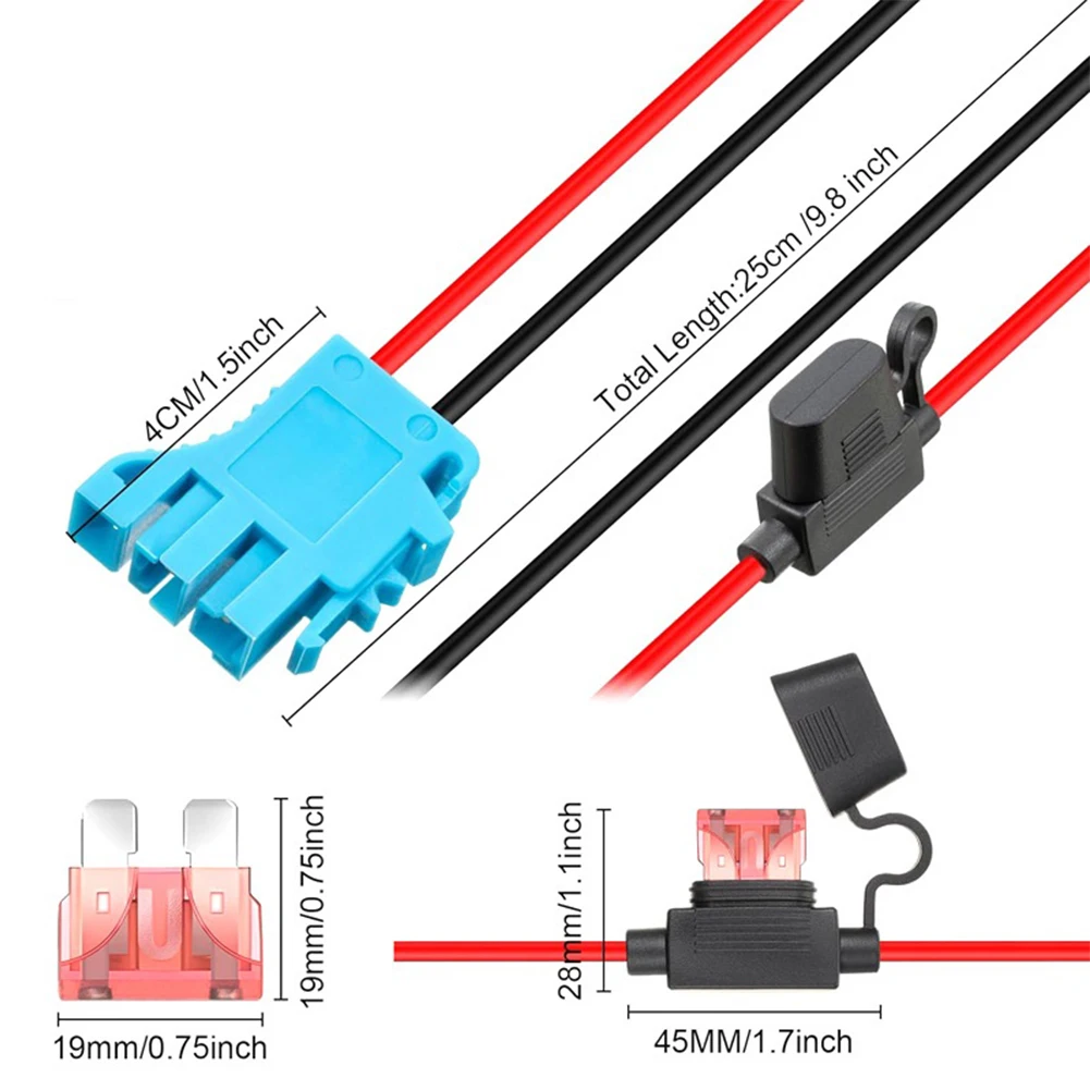 1pc 12AWG Wiring Harness Connector For Peg Perego 12V SLA Battery With 40A Fuse For Riding Power Tool Wheel Fisher Price Battery