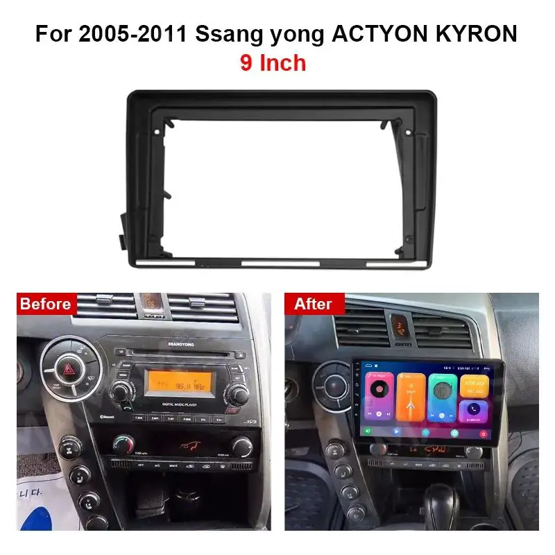 

Подходит для Double Dragon 2005-2011 SSANGYONG ACTYON/KYRON Рамка панели модификации навигации Android