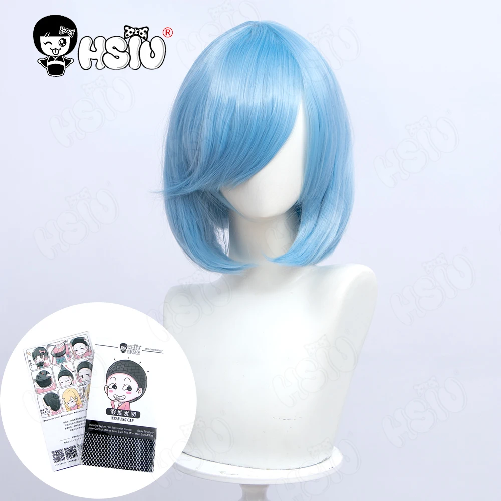 Peruka do cosplay peruka syntetyczna HSIU peruka z krótkim bobem proste włosy złoty różowy czerwony niebieski fioletowy dla kobiet 35cm 23 kolorowe peruki + czapka darmowa peruka — zdjęcie 5