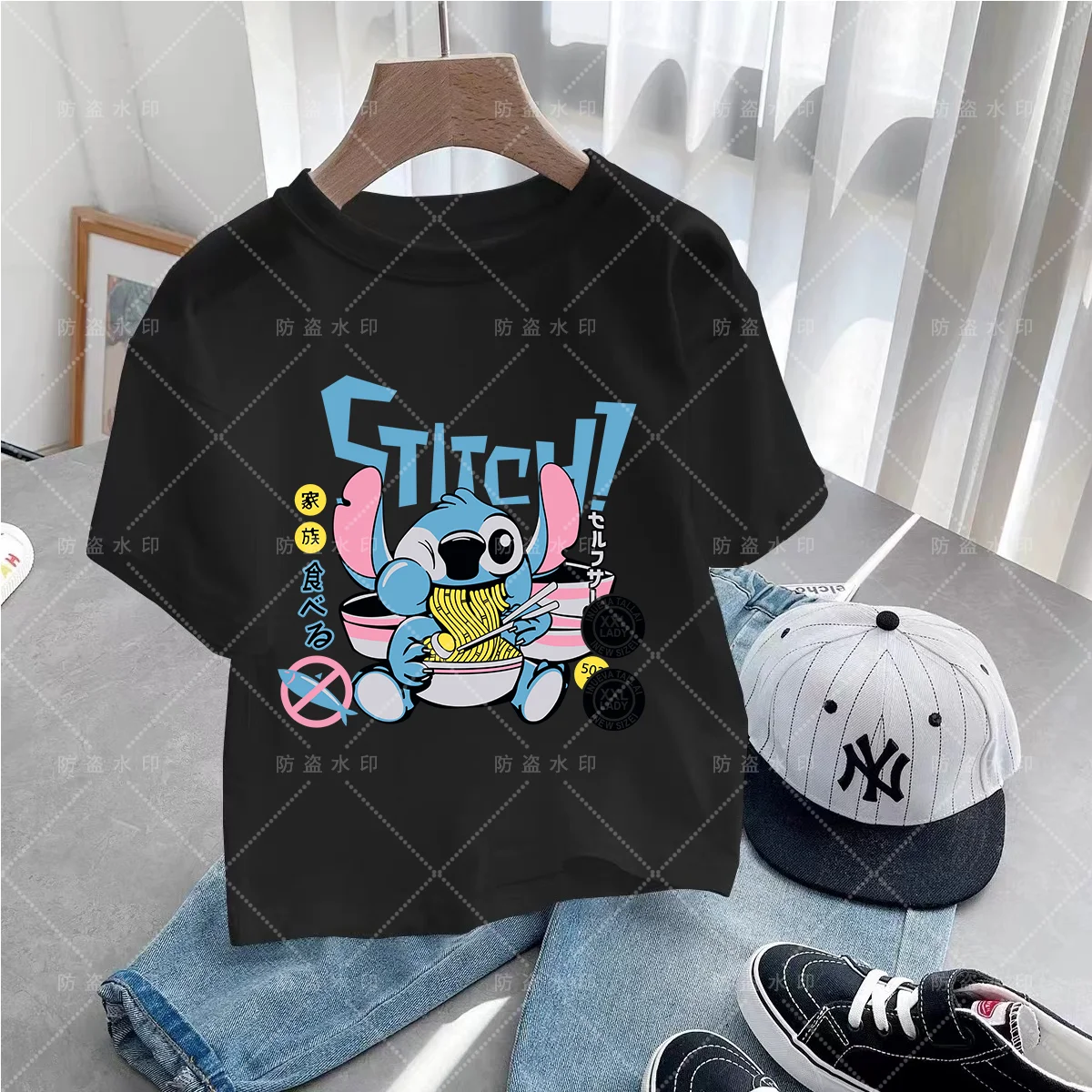 Children Clothes 2024 Kawaii Tops Children From 8 to 14 Years Children's Clothing Lilo and Stitch Girls Couple T-shirt Summer