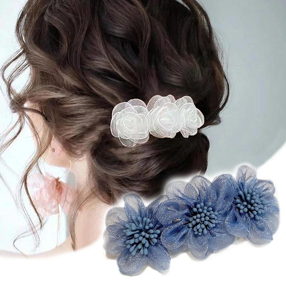 Elegant Lace Camellia Hairpins Summer Retro Flower Hair Barrette Wedding Bridal Spring Hair Clips For Women Girl Party Headdress