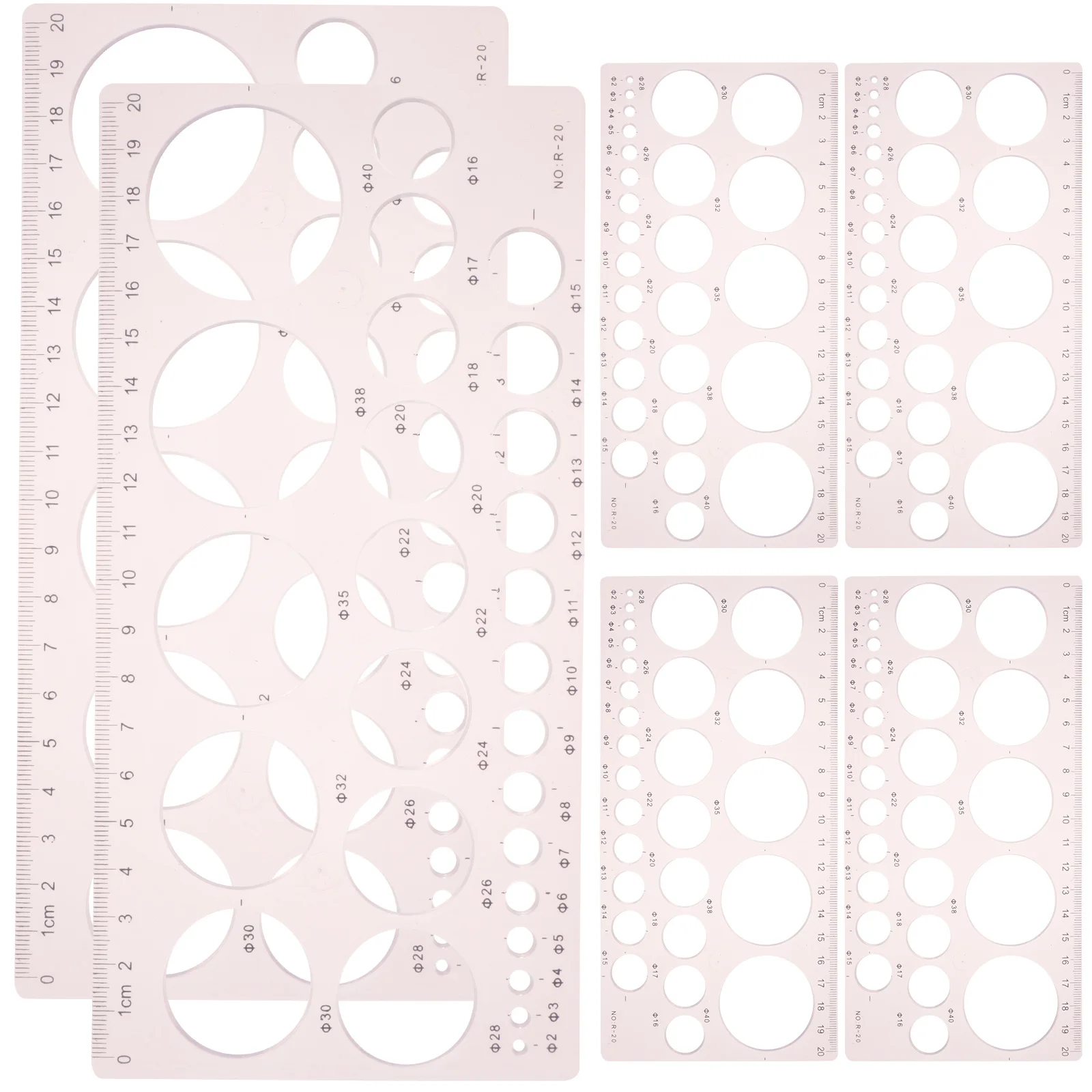 6 قطعة مسطرة رسم بفتحة دائرية قوالب هندسية بلاستيكية خفيفة الوزن لمستلزمات مكتبية لصياغة الطلاب #3