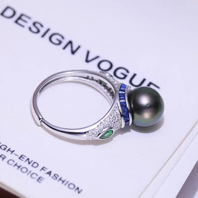 MeiBaPJ 10 مللي متر خاتم موضة اللؤلؤ الطبيعي القريب لتقوم بها بنفسك 925 حامل فضي إعداد مجوهرات الزفاف الجميلة للنساء